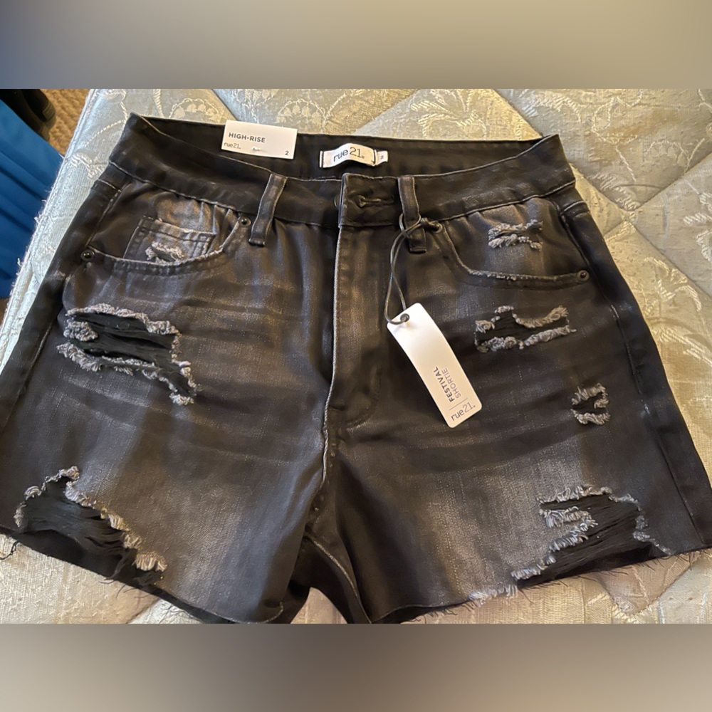 Ripped jean shorts